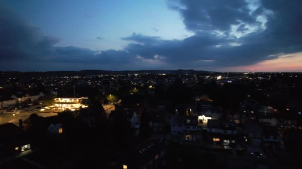 Вид Воздуха Дома Лютоне Центре Англии Время Заката Лета Съемка — стоковое видео