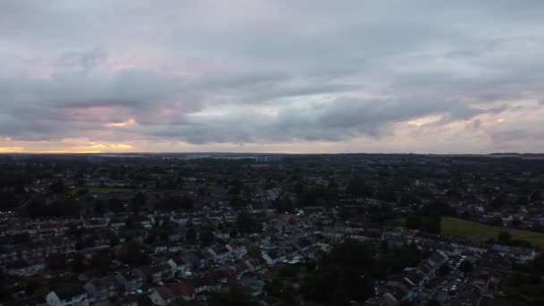 Vista Aérea Luton City England Durante Puesta Del Sol Durante — Vídeos de Stock