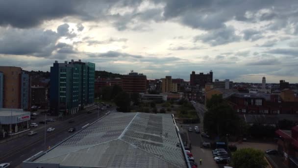 Вид Воздуха Центральный Город Лутон Центр Англии Время Заката Лета — стоковое видео