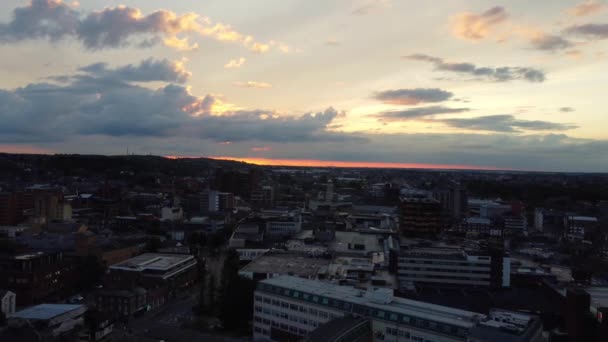 Aerial View Közép Luton City Anglia Belvárosa Alatt Naplemente Alatt — Stock videók