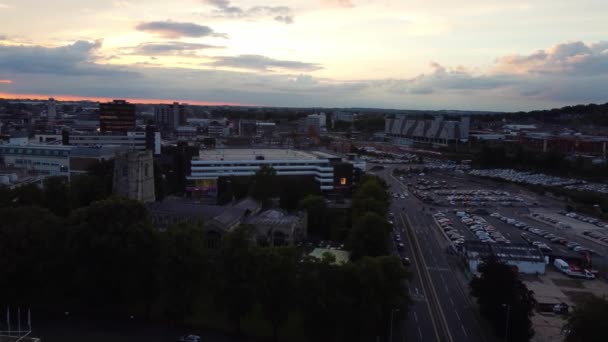 Aerial View Central Luton City Downtown England Ηνωμένο Βασίλειο Κατά — Αρχείο Βίντεο
