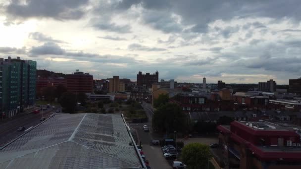 Luchtfoto Van Central Luton City Het Centrum Van Engeland Tijdens — Stockvideo