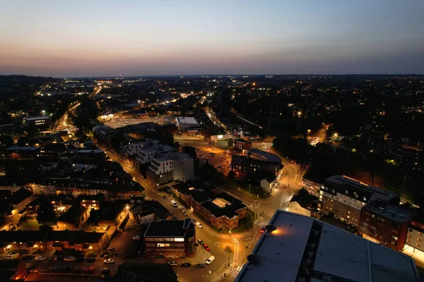 stock image Aerial View of Illuminated Luton City of England UK During Sunset of Autumn. Image Was Captured with Drone's Camera on 5th September, 2023