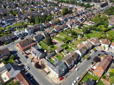 Luton City of England 'daki Asyalı Pakistanlı ve Kaşmir Müslüman cemaatinin yüksek gayrimenkul evleri ve konutları, İHA' nın görüntüsü 5 Eylül 2023 'te yakalandı.