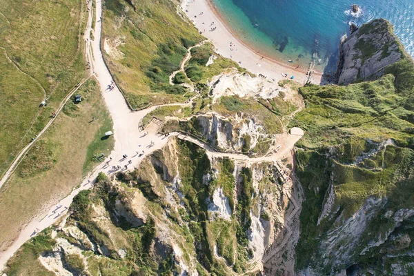 Прекрасний Краєвид Пагорби Дурдл Двері Пляж Океан Англії Великобританії Зображення — стокове фото