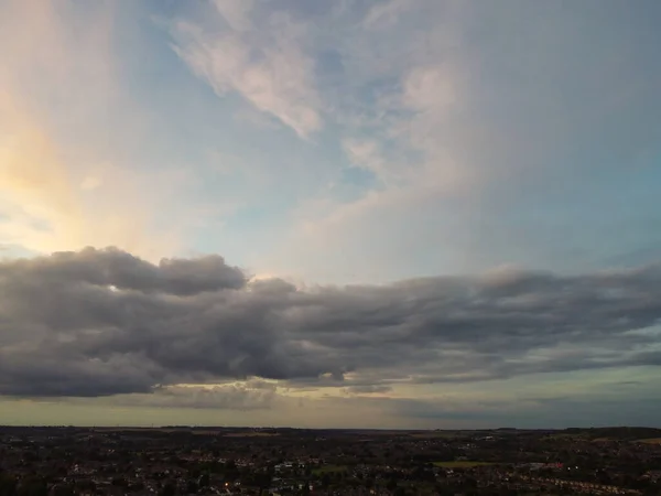 Hoge Hoek Drone Camera Beeld Van Dramatische Wolken Lucht Boven — Stockfoto