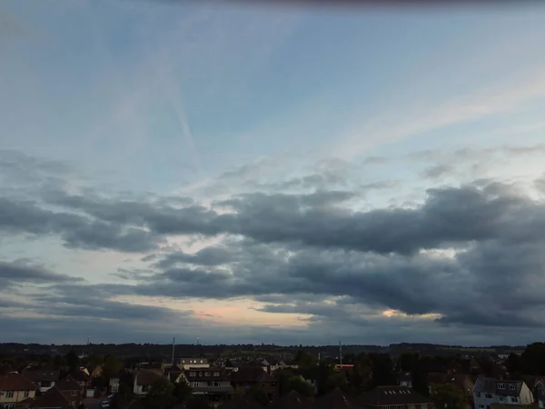 Caméra Drone Angle Haut Images Nuages Dramatiques Ciel Dessus Ville — Photo
