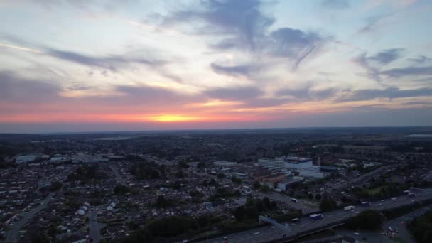 High Angle Drone Footage Luton Town England Cloudy Day Séquence — Video