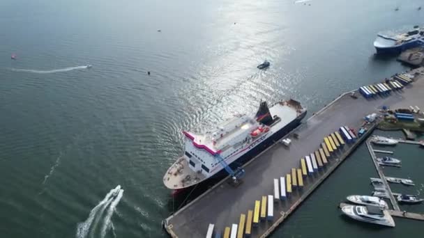 Time Lapse Aerial Footage High Speed Boats Sea Port Beach — Vídeo de Stock