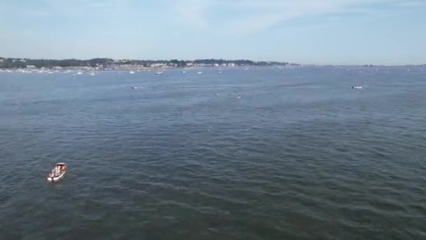 Time Lapse Aerial Footage High Speed Boats Sea Port Beach — Vídeo de Stock