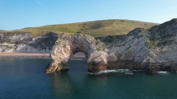 Mooiste High Angle View British Landscape Sea View Durdle Door — Stockvideo