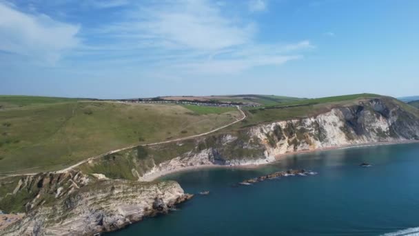 Most Beautiful High Angle View British Landscape Sea View Durdle — Stock videók