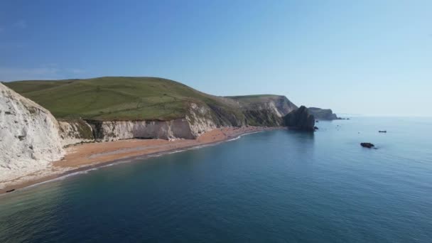 Durdle Door Beach England Great Britain Footage Captured Drone Camera — Stock Video
