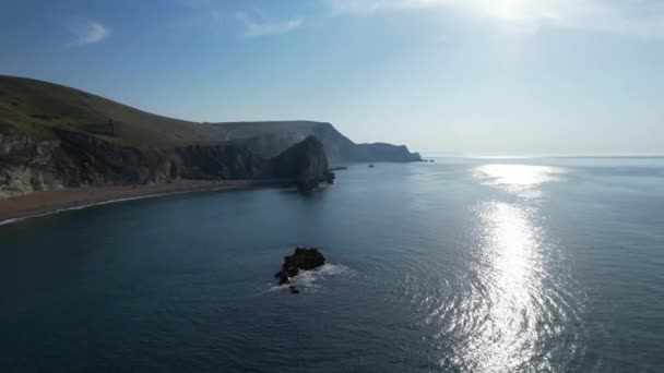 Beautiful High Angle Morning View British Landscape Sea View Durdle — Vídeo de Stock