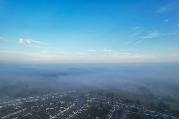 stock image Most Beautiful and Best High Angle Footage of Dramatical Colourful Sky from Above The Clouds. The Fast Moving Clouds During Sun rising Early in the Morning over Luton City of England UK