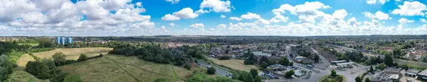 Veduta Aerea Panoramica Delle Case Residenziali Britanniche Durante Bellissimo Tramonto — Foto Stock