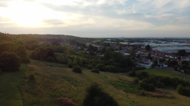 High Angle Aerial View Farley Hills Landscape Park North Luton — Stockvideo