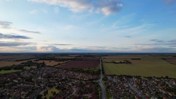 Büyük Britanya Nın Luton Şehrinin Günbatımındaki Hava Görüntüleri Görüntü Nın — Stok video
