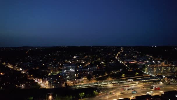Günbatımından Sonra Güney Doğu Şehir Merkezi Luton Şehri Ticaret Bölgesi — Stok video
