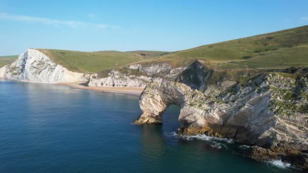 Лучший Вид Британский Ландшафт Вид Море Пляж Дардл Дoor Англии — стоковое видео