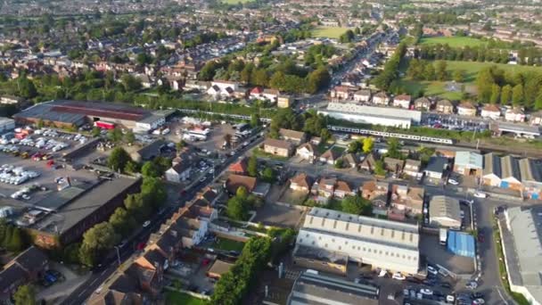 High Angle Footage West Luton City Residential District Sunset Dalam — Stok Video