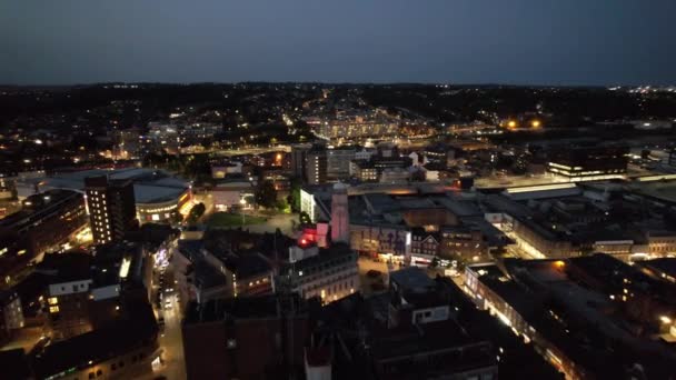 High Angle View South East Downtown Central Luton City Commercial — Vídeo de Stock