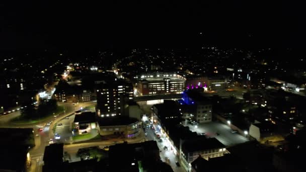 Vysoký Úhel Pohledu Jihovýchodní Downtown Central Luton City Obchodní Čtvrti — Stock video