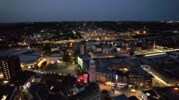 Wysoki Kąt Widzenia Południowo Wschodniej Części Śródmieścia Central Luton City — Wideo stockowe