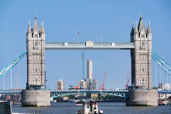 Vue Angle Bas Bateau Dessus Des Eaux Tamise Pont Londres — Photo