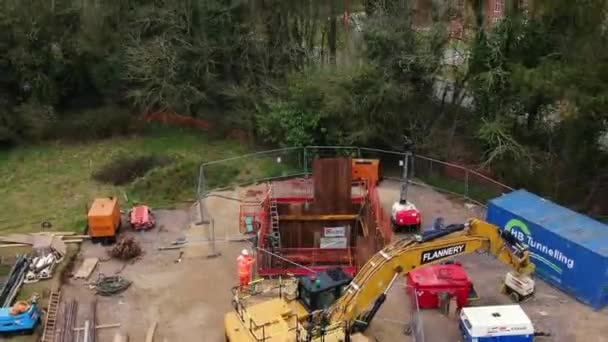 Engineering Works Site Underground Pipelines Tunnel Fittings Village Tonbridge England — Stock Video