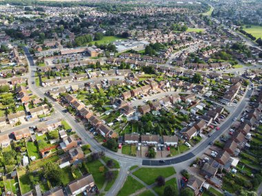 17 Ağustos 2023 'te Doğu Luton, İngiltere' de Yüksek Açı Konut Görünümü