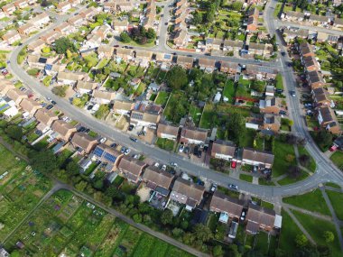 17 Ağustos 2023 'te Doğu Luton, İngiltere' de Yüksek Açı Konut Görünümü