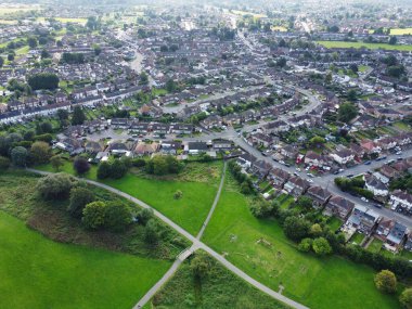 17 Ağustos 2023 'te Doğu Luton, İngiltere' de Yüksek Açı Konut Görünümü