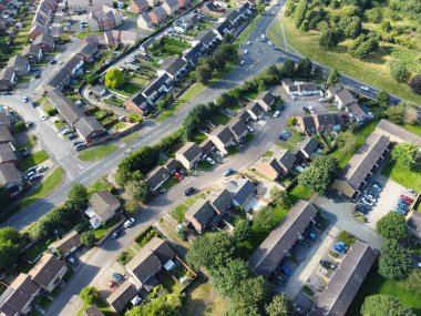 17 Ağustos 2023 'te Doğu Luton, İngiltere' de Yüksek Açı Konut Görünümü