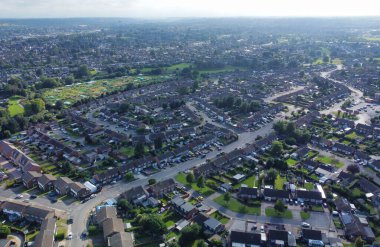 17 Ağustos 2023 'te Doğu Luton, İngiltere' de Yüksek Açı Konut Görünümü