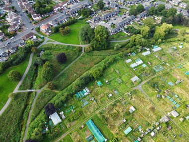 17 Ağustos 2023 'te Doğu Luton, İngiltere' de Yüksek Açı Konut Görünümü