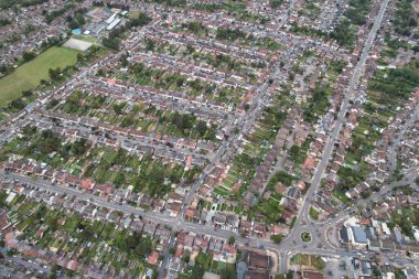 Gün batımında Luton City 'nin panoramik hava manzarası. 24 Eylül 2023 'te yakalandı. 