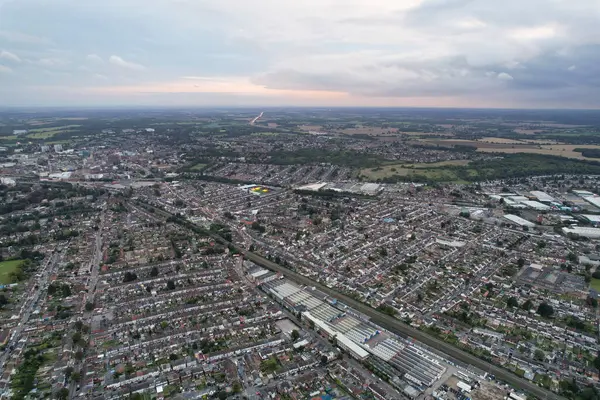 Panorama Luftaufnahme Der Stadt Luton Bei Sonnenuntergang Aufgenommen September 2023 — Stockfoto