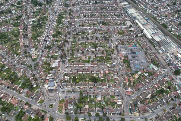Vista Aerea Panoramica Della Città Luton Durante Tramonto Catturato Settembre — Foto Stock