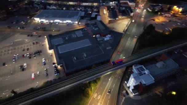 Wysoki Kąt Widzenia Południowo Wschodniej Części Śródmieścia Central Luton City — Wideo stockowe