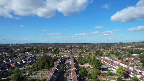 Vista Aérea Luton City England Reino Unido Durante Día Soleado — Vídeos de Stock