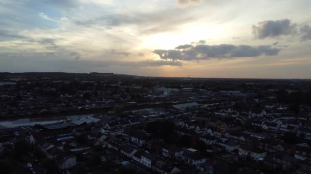 Högvinkelfilm Luton City Solnedgången Filmen Togs Med Drönarens Kamera Den — Stockvideo