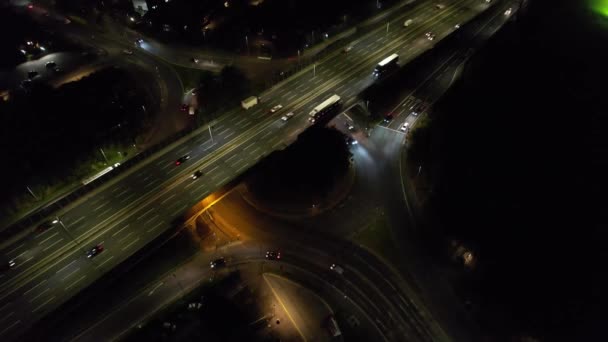 Autoroutes Britanniques Nuit Capturé Avec Caméra Drone Octobre 2022 — Video