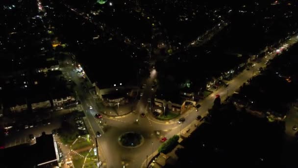Időeltolódás Central Luton City Kereskedelmi Körzet Naplemente Után Rögzítve Drone — Stock videók