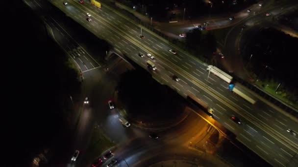 Gece Vakti Ngiliz Otoyolları Ekim 2022 Drone Kamerası Ile Yakalanmış — Stok video