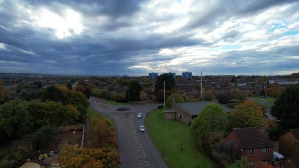 Drone Footage Luton City Een Bewolkte Dag Engeland — Stockvideo