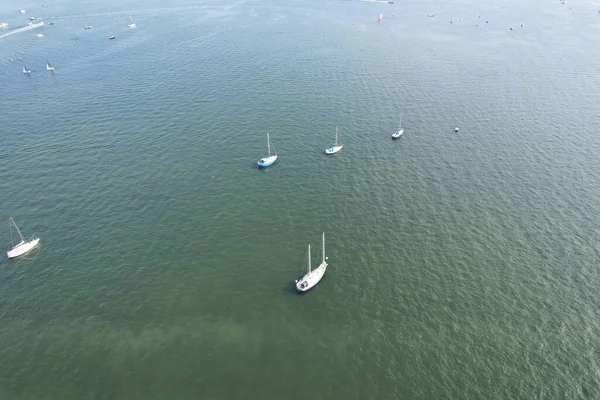 High Angle Footage Von Hochgeschwindigkeitsbooten Ozean Von Poole Sea View — Stockfoto