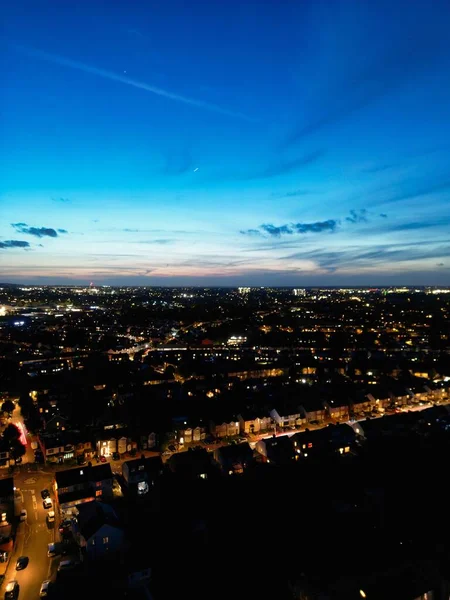Veduta Aerea Della Città Illuminata Luton Inghilterra Gran Bretagna Regno — Foto Stock