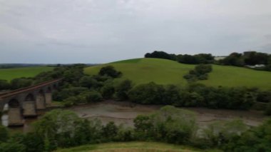 Cornwall Sahili Yüksek Açı Manzarası. 5 Ekim 2023 'te Drone' un Kamerası ile yakalanmış.