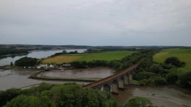 Cornwall Sahili Yüksek Açı Manzarası. 5 Ekim 2023 'te Drone' un Kamerası ile yakalanmış.